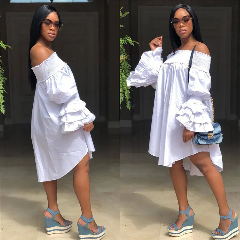 Платье женское с открытыми плечами пикантный Повседневный свободвечерние