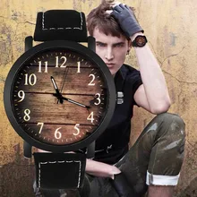 Watch Fashion Wood Grain Dial Casual Leather Quartz Watch Men Watches Luxury Wristwatch Hombre Hour 