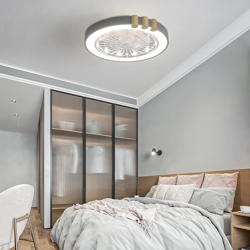 Smart Ceiling Fan with Remote Control Dimmable Indoor Home Decor 50cm Light Modern Wood Lighting Circular | Лампы и освещение