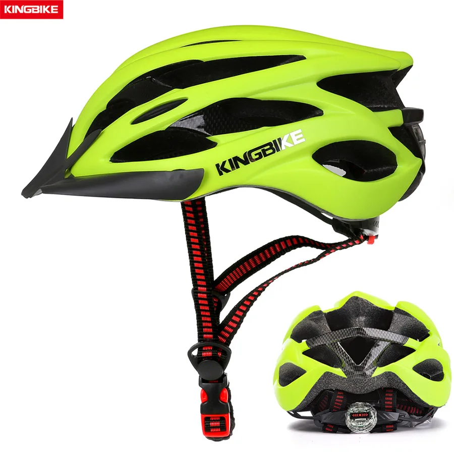 Велосипедный шлем KINGBIKE зеленый ультралегкий с козырьком подходит для горных