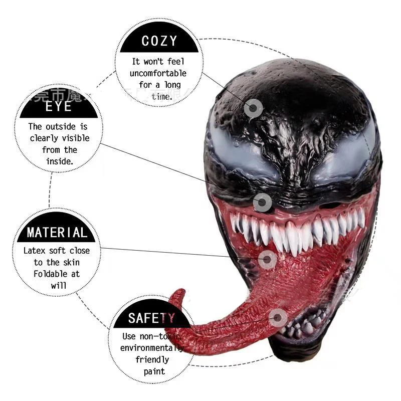 Маска Человека паука веном черный и красный косплей Человек паук Эдварда Брока