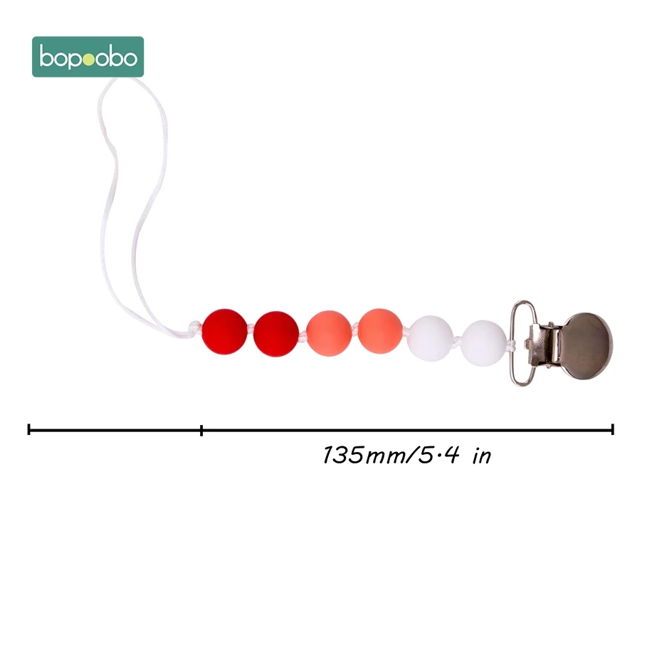 Bopoobo 1 шт., детский прорезыватель, соски, клипсы, подарок для ребенка, пищевые силиконовые грызуны, прорезыватель из бисера, BPA бесплатно, подарок для ребенка, игрушки, силиконовые бусины - Цвет: Red Chain