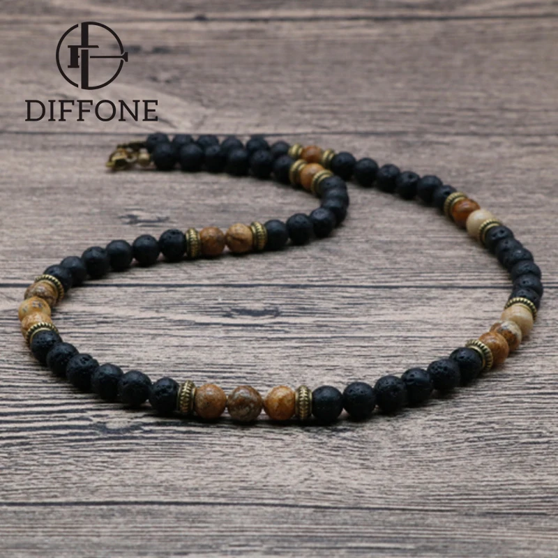 Мужское античное колье Diffone из натурального камня для йоги медитации 7 ожерелье