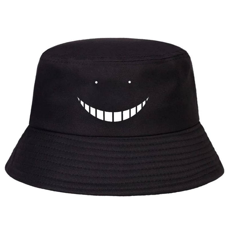 

New Anime Assassination smile fisherman hat men women street wild visor summer outdoor bucka hats hip hop panama Bucket hats