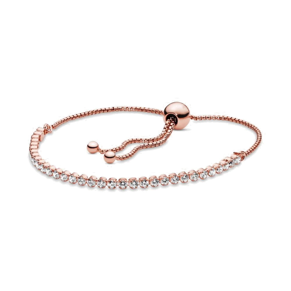 

New 100% 925 Sterling Silver Fit Bracelet Sparkling Strand Bracelet Clear CZ Bead For Women Fashion DIY Gift Jewelry