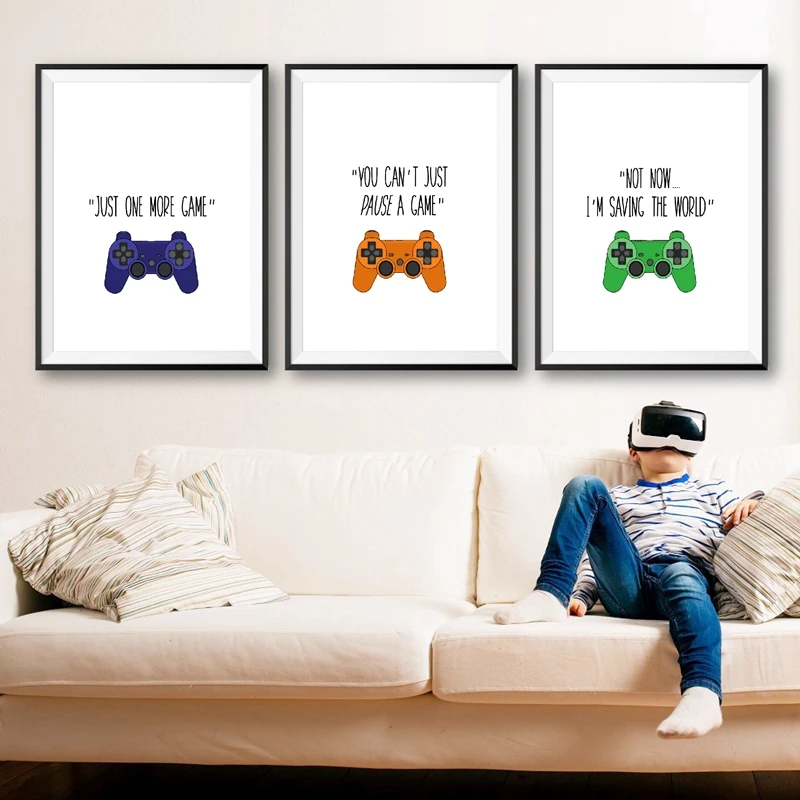 

Video Games Quote Canvas Posters Gamer Boy Girl Gift Gaming Sign Game Controller Art Painting Pictures Games Room Wall Decor
