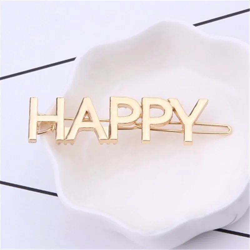 1 шт. металлический слова Заколки для волос блестящие буквы заколки Блестящими