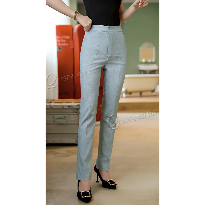 Летние Костюмные брюки, женские брюки, облегающие композитные шелковые прямые брюки с защитой от морщин для курения, повседневные брюки от AliExpress WW