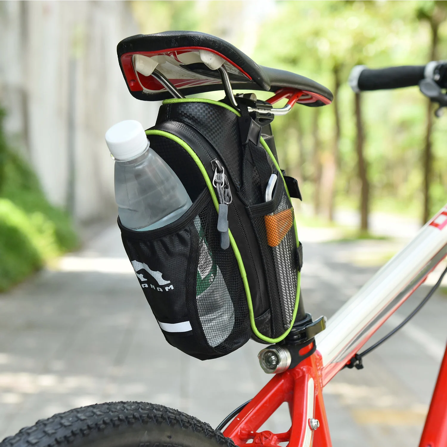 YSANAM Bike Bag Reflective Saddle with Water Bottle Pouch MTB Bicycle Panniers Accessories | Спорт и развлечения