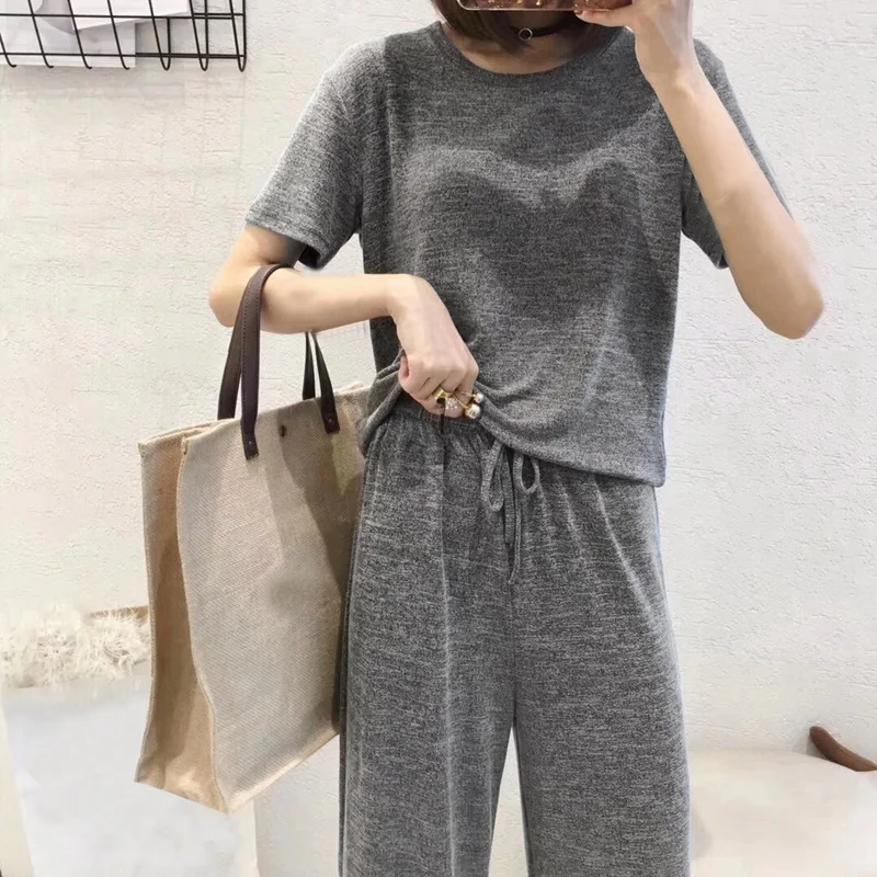 Casual Suit Ladies Cotton and Linen Sexy Pajamas T-Shirt Shirt Trousers Shorts 3 Pieces / Set of | Женская одежда