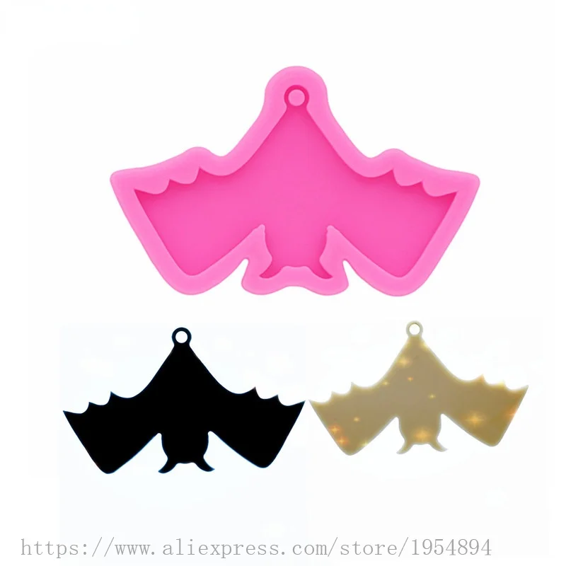 

Gadgets,Shiny bat keychain mold,with keychain hole Epoxy Resin Mold, Silicone keychain Necklace mould, earring Craft Mould