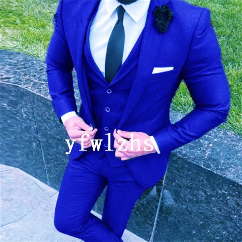 

Handsome One Button Groomsmen Notch Lapel Groom Tuxedos Men Suits Wedding/Prom/Dinner Best Blazer(Jacket+Pants+Vest+Tie) 156