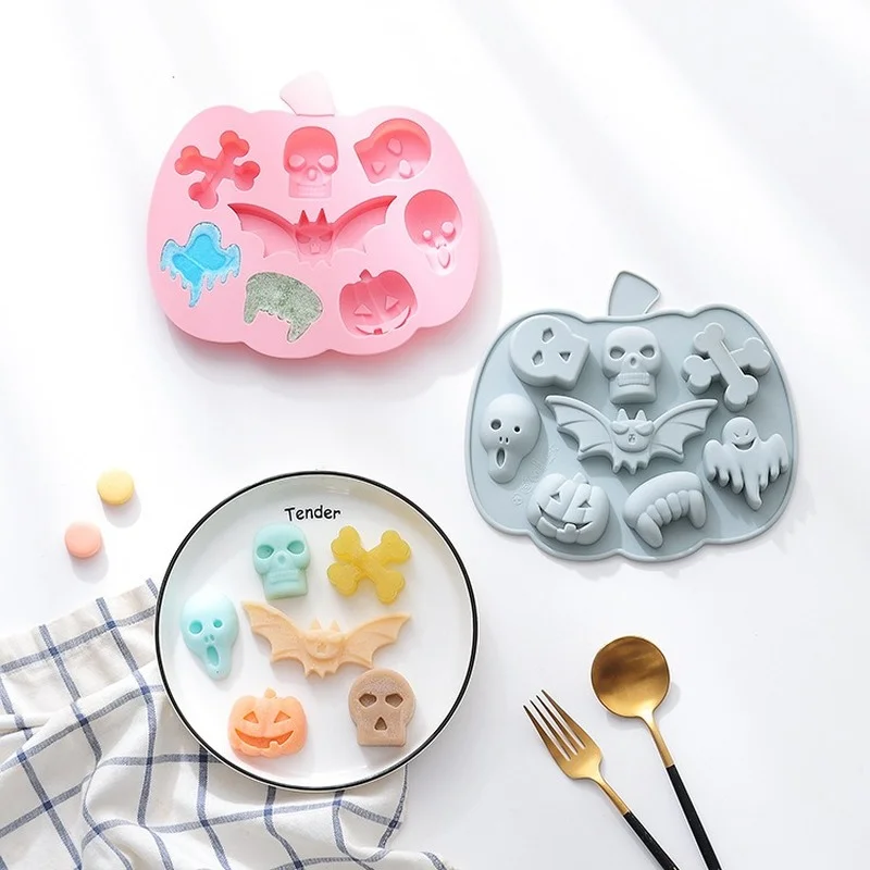 

Halloween Pumpkin Silicone Mold Holiday Bat/Ghost Skull/Cake Dessert Chocolate Baking Mold DIY Cake Decoration Accessories