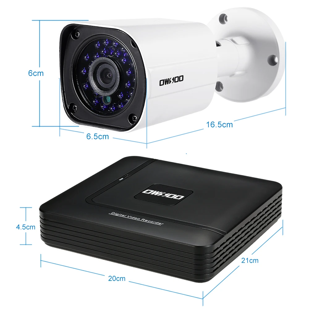 Цифровой видеорегистратор OWSOO 4CH 1080N + 2 AHD 720P 1500TVL погодозащищенная наружная