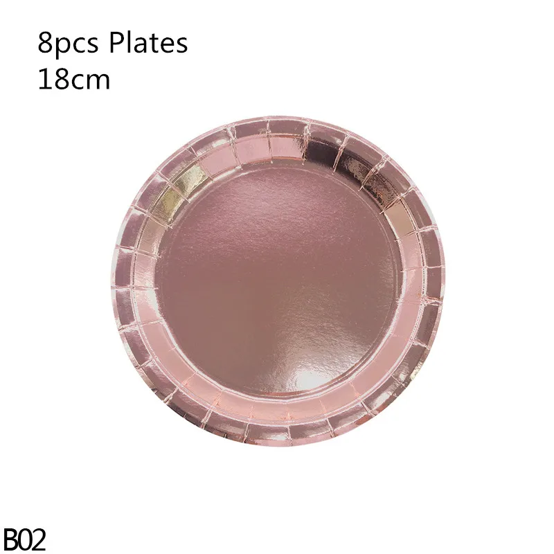 8pcs Plates 8/10 шт. розовое золото одноразовая посуда тарелка салфетки под чашки звезда Baby Shower одежда для свадьбы, дня рождения украшения свадебные принадлежности - Цвет: 8pcs Plates