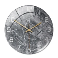 acrylic gray markings marble pattern wall adhesive clock metal needle silent clock mechanism modern living room home decoration