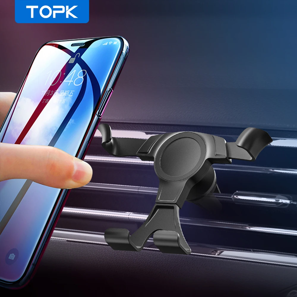 Автомобильный держатель телефона на вентиляции TOPK Gravity для iPhone samsung Xiaomi