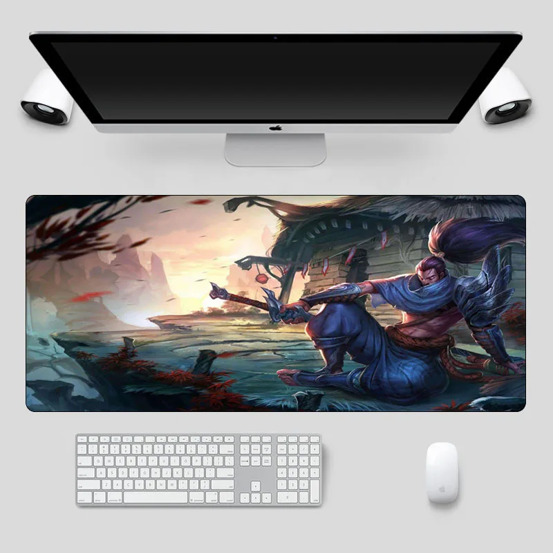 Модный игровой коврик для мыши Yasuo 70x30 см большой резиновый с фиксируемыми краями