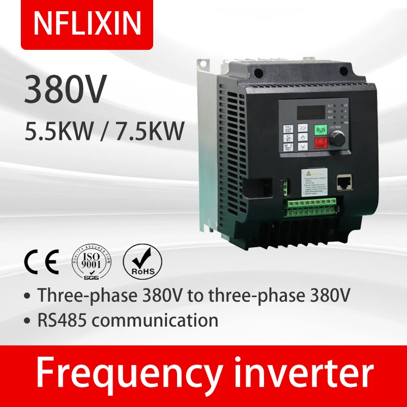 

380V 5.5KW/7.5KW Three Phase Input Output Frequency Converter Inverter Variable Frequency Drive VFD Motor Speed Control 3Phase