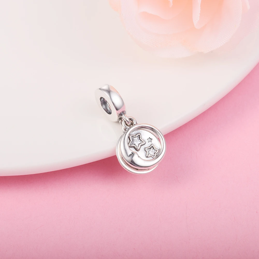 Подходит для браслетов Pandora подвеска в виде спящей луны и звезд Подвеска из