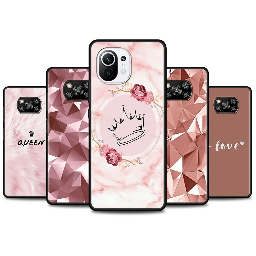 

Case For Poco X3 M3 Pro NFC F1 Caso Soft Para for Mi Note 10 Lite Capa for Mi CC9 Pro CC9E A3 A2 Coque Rose Pink Princess Queen