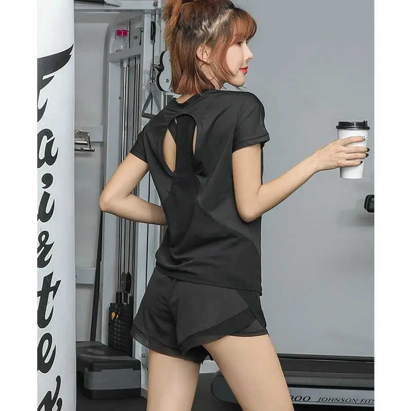 

Sports Shirts Woman Fitness 2021 Summer Loose Thin Short-Sleeved Tops Breathable Quick-Drying Training Running Yoga Gym Clothes