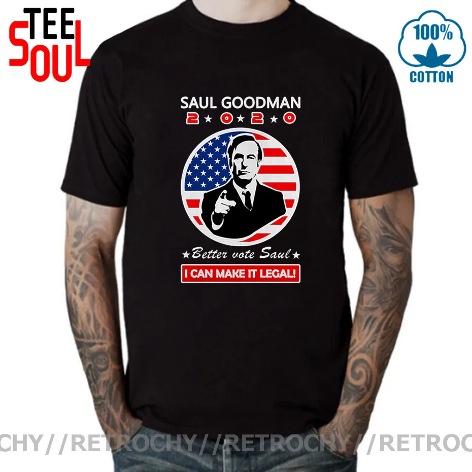 Retrochy Trump 2020 Мужская футболка с надписью Better Vote Saul Call Saul|Мужские футболки| |