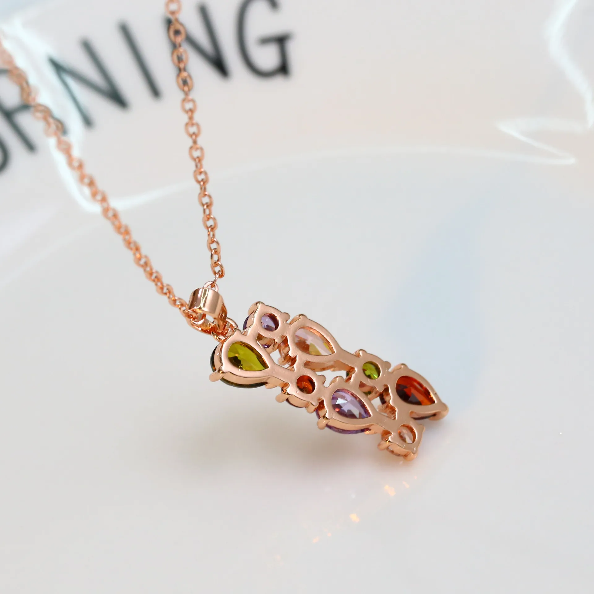 Ожерелье из серебра 925 пробы с натуральным кристаллом циркония очаровательные