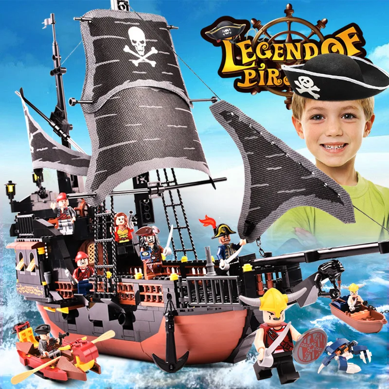 

The Carib Pirate Ship Model Building Blocks Creator Boat Movie Bricks DIY Toys Birthday Christmas Gifts For Children Kids