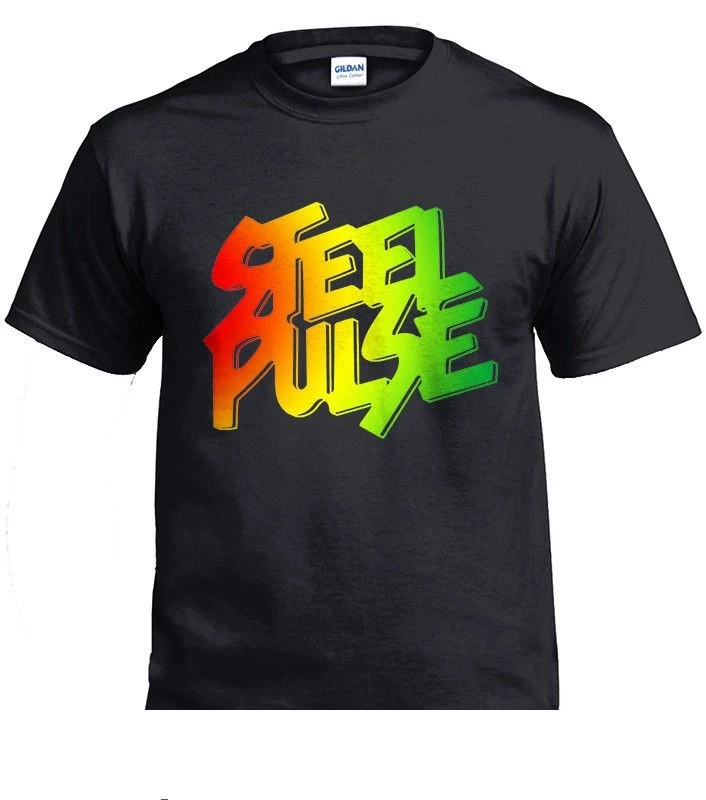 Мужская футболка со стальным импульсом регги группа Черная Футболка размер S-2Xl