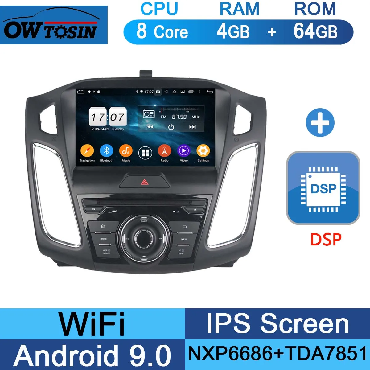 64G DSP " ips 1920*1080 8 ядерный 4G+ 64G Android 9,0 автомобильный dvd-плеер для Ford Focus 2012 2013 DSP радио gps Parrot BT - Цвет: 64G DSP