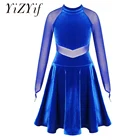 Балетное платье-пачка для девочек, бархатное Сетчатое платье для танцев балерины, костюмы для гимнастики и катания на коньках