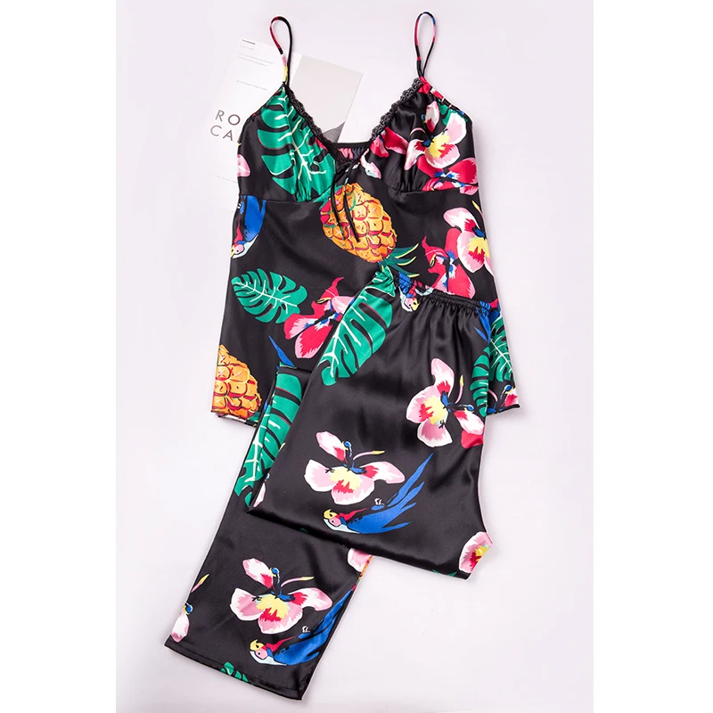 

Пижама женская шелковая для девушек, пикантные летние брюки на подтяжках, два костюма, домашняя одежда, тонкая одежда, можно носить на улице