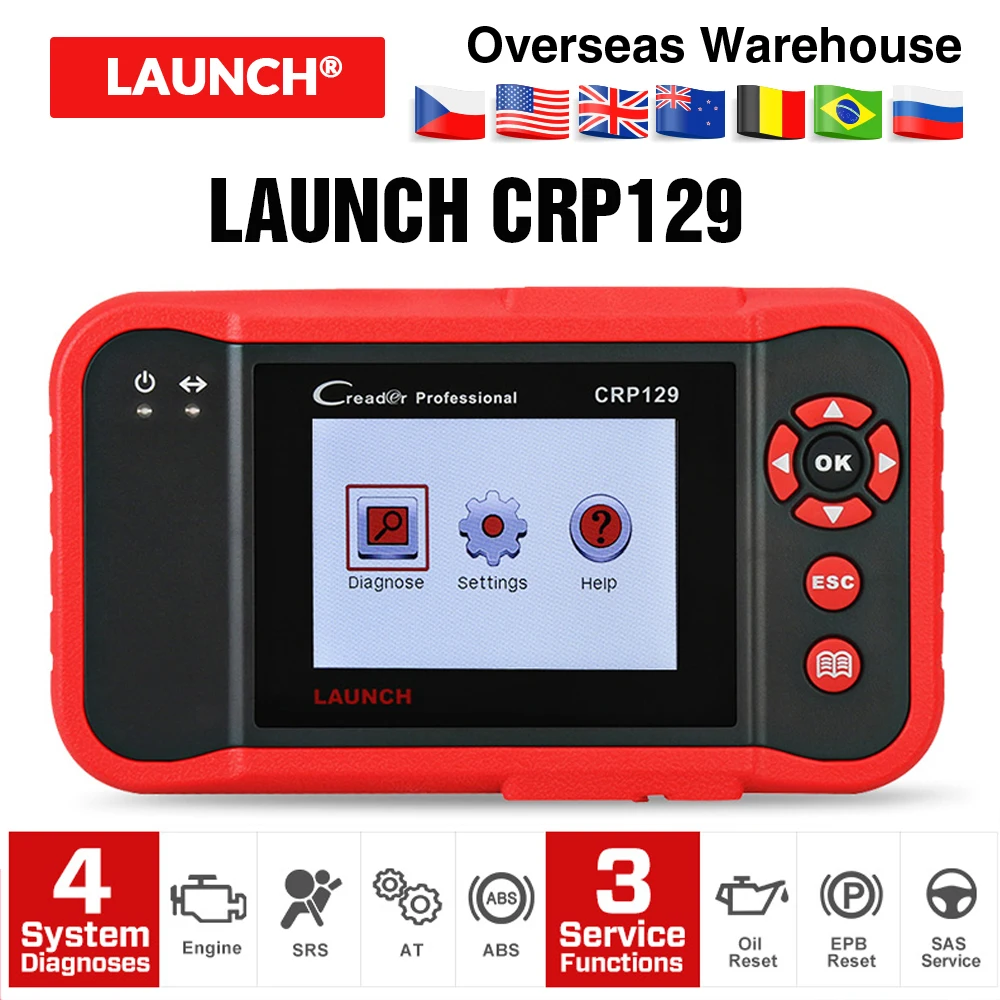 

Диагностический инструмент Launch X431 Creader CRP129 OBDII для ENG/AT/ABS/SRS + EPB Oil SAS reset CRP 129, сканер многоязычный