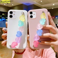 Chain Love Heart Bracelet Phone Case For Xiaomi Redmi K20 K30s K30i K40 Note 10 10x 5A Poco X3 X2 M3 F2 Pro C3 Wrist Strap Cover