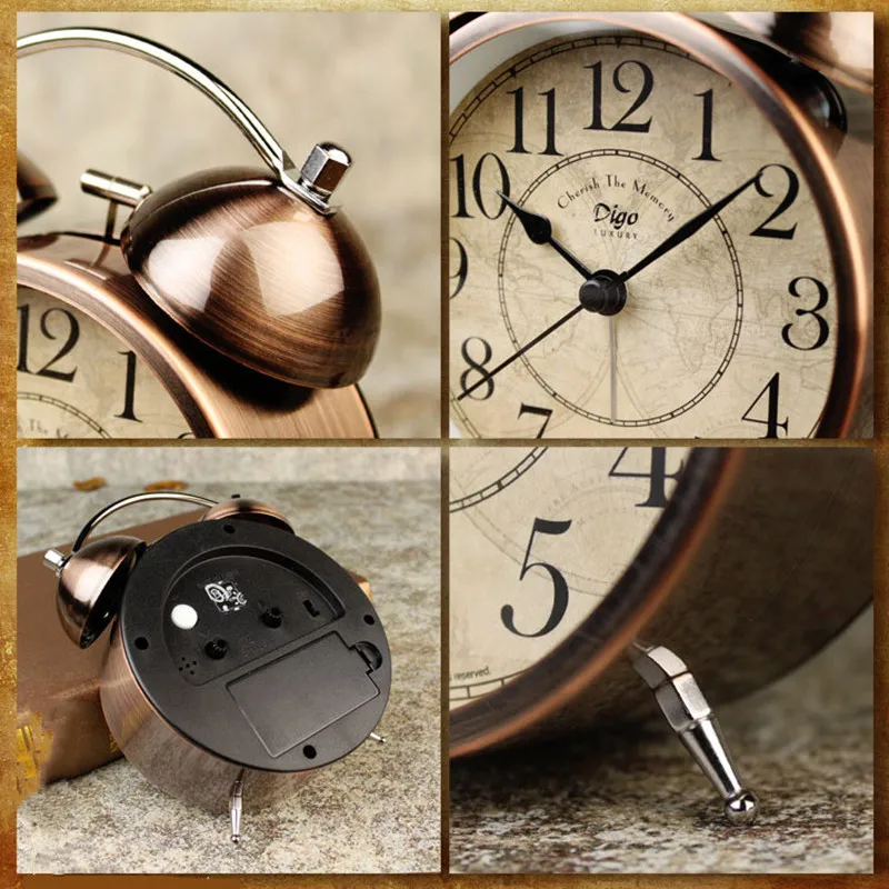 Retro Classic Silent Alarm Clock Bedside Timer Quartz Watch Analog Wall Home Bedroom Decoration Crafts Ornaments | Дом и сад