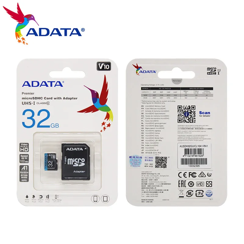 

MicroSD ADATA Original, 256 , 128 , 64 , 32 , 16 , -, C10, TF- 100