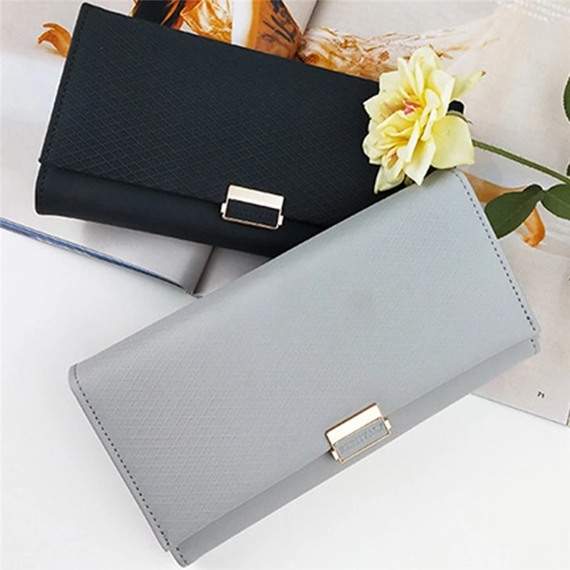 Women's Coin Purse Long Multi-function Card Package Wallet Folding Solid Color Portable Simple Compact Bag | Багаж и сумки