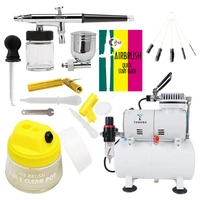 ophir dual action air brush kit 110v 220v pro compressor with tank cleaning tools set for hobby model painting ac134005