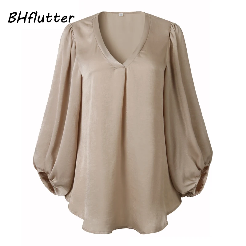 BHflutter 2019 блузка рубашка женская мода рукав &quotлетучая мышь&quot повседневные