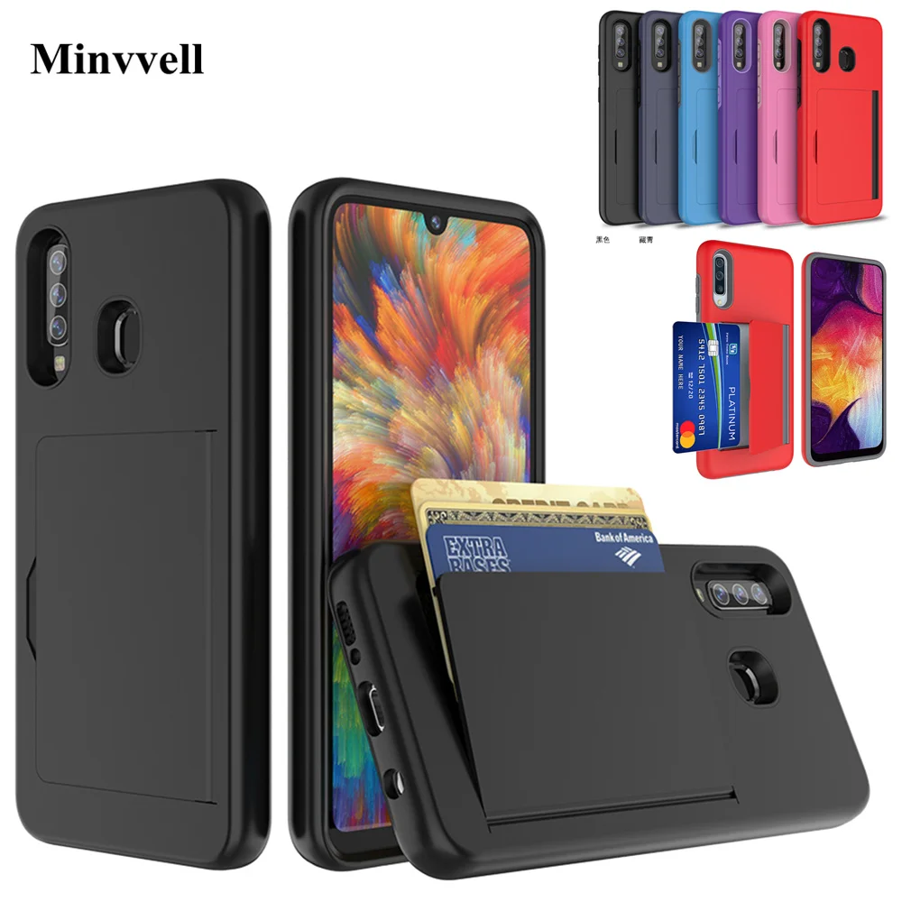 

For Samsung A50 case For Galaxy A30 A20 SM-A505FN/DS A305FN A205FN Candy Color Armor Business Card Slot Cover Note 20 S20 Ultra