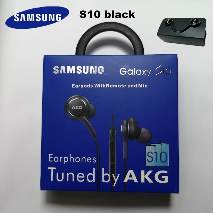 S10 black earphone 1 Samsung AKG Наушники EO-IG955 3,5 мм наушники-вкладыши с микрофоном Проводная гарнитура для samsung Galaxy s10 S9 S8 S7 S6 S5 huawei xiaomi смартфон - Цвет: S10 black earphone 1