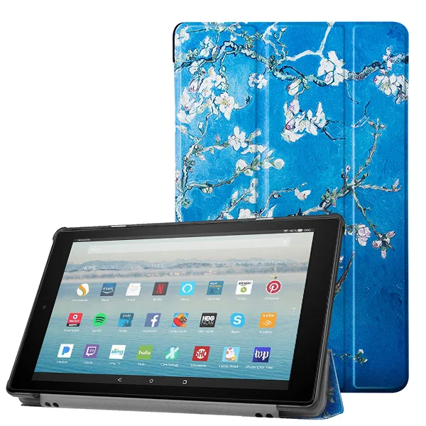 Plum blossom Складной чехол для Amazon Kindle Fire HD 10 чехол для Amazon Fire HD 10 Чехол-книжка из искусственной кожи+ подарок - Цвет: Plum blossom
