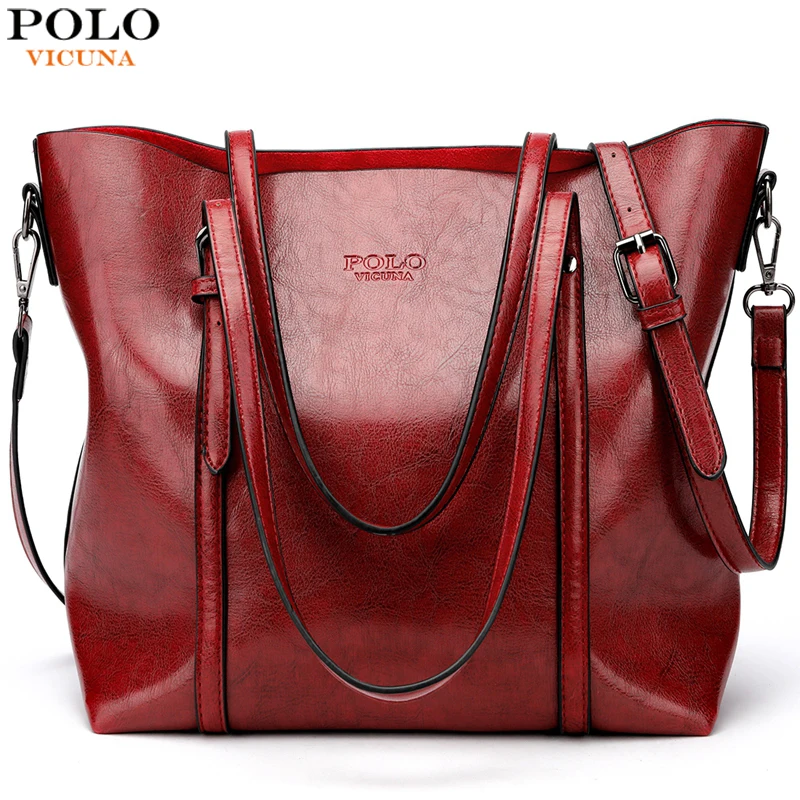 VICUNA POLO брендовая модная Большая вместительная кожаная женская сумка