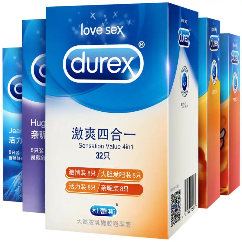 32 шт презерватив Durex 4 типа ультра тонкий для члена натуральный каучук