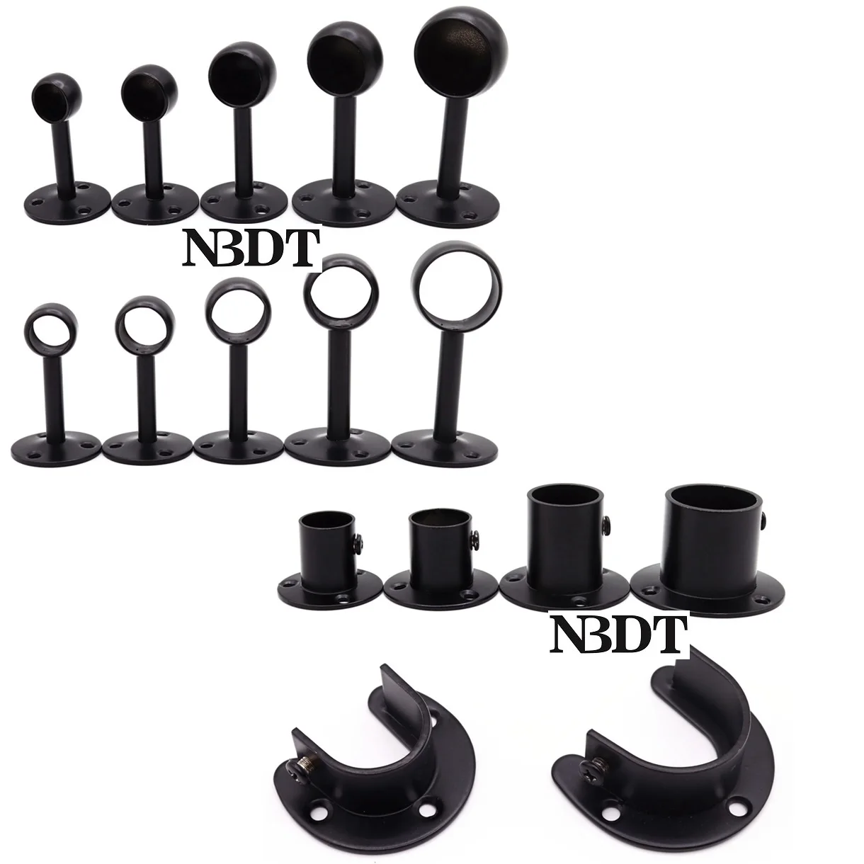 12 шт Матовый Черный Нержавеющая сталь открытый стены фланцевый кронштейн 16 мм 19