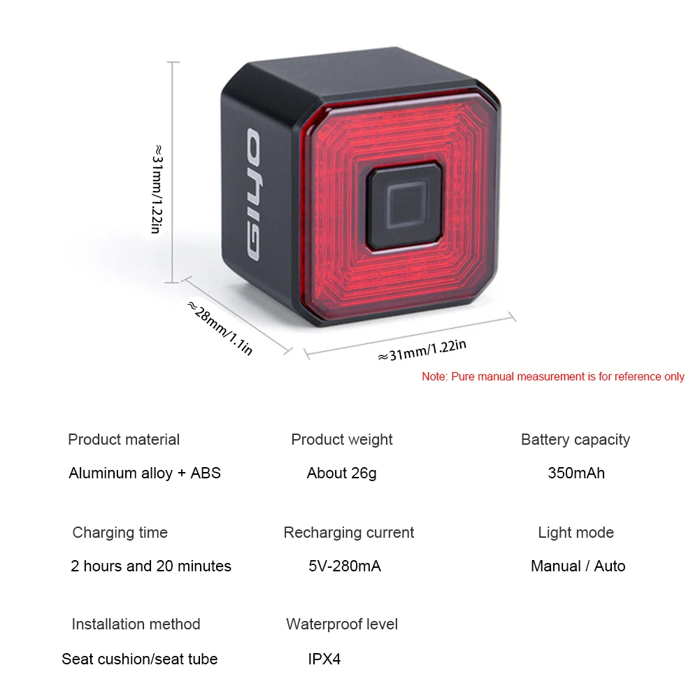 

Smart Bicycle Light Rear Taillight Bike Accessories Auto On/Off USB Rechargeable Stop Signal Brake Lamp LED Safety Lantern