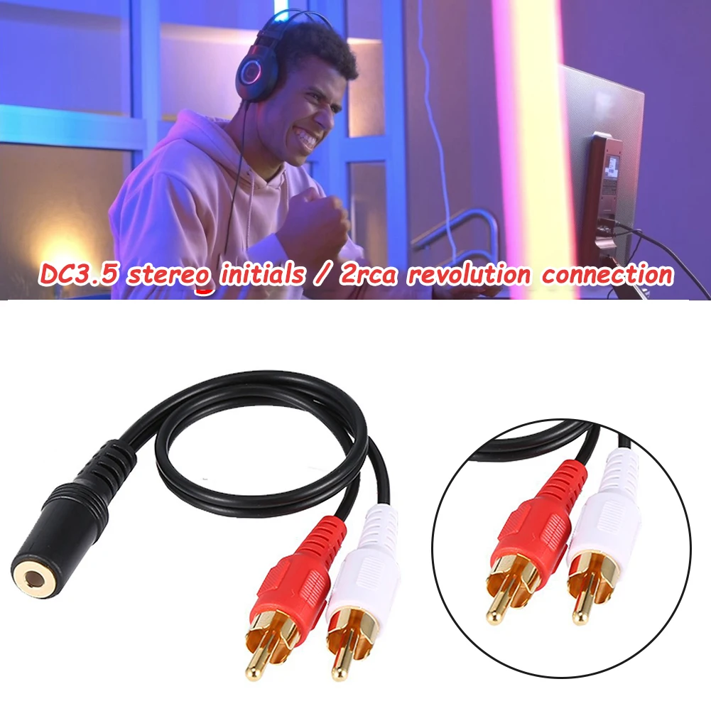 

3.5mm Splitter Audio Cable Insert Cable Female to 2 RCA Male Stereo Audio Cable Y Adapter w/ Gold Plated Connector