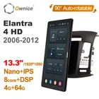 Автомобильный DVD-плеер Tesla style PX6, 13,3 дюйма, Android 10,0, автоповоротная навигация, GPS, стерео, радио для Hyundai Elantra 4 HD 2006-2012