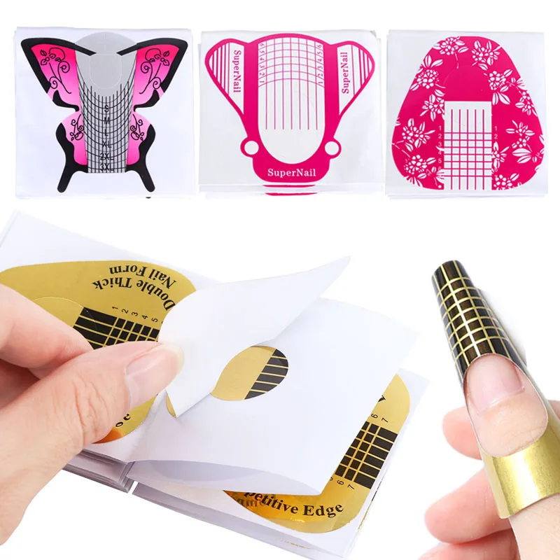 10 шт для ногтей УФ гель здание французские акриловые Золотой нейл арта Chablon